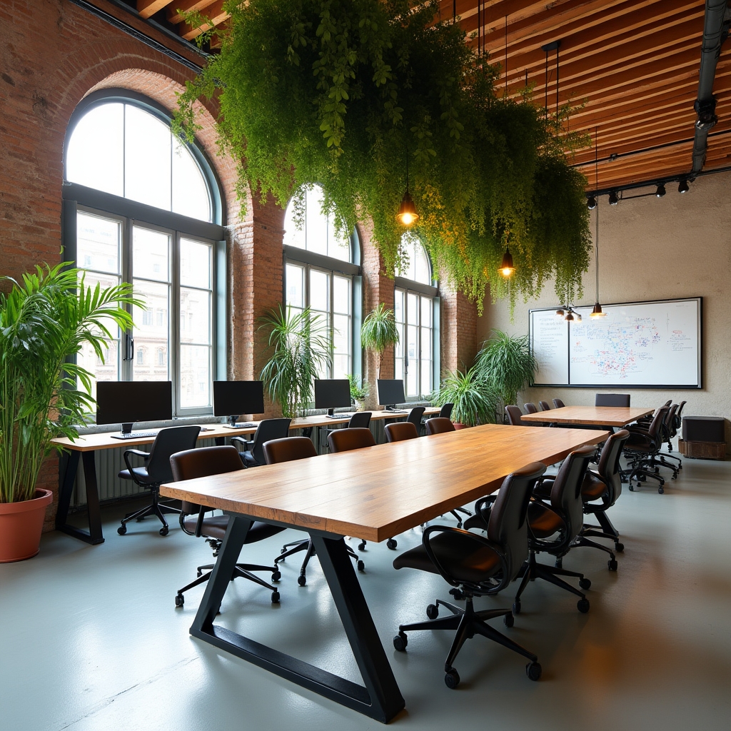 Spazio di lavoro moderno per una startup italiana con postazioni creative